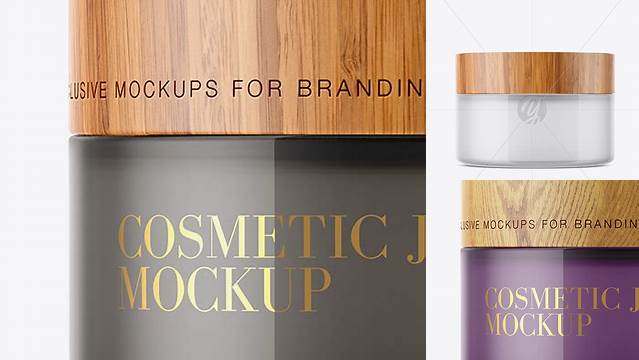 1931+ Glossy Semitransparent Glass Jar with Wooden Lid PSD Mockup High-End Professional PSD Resources