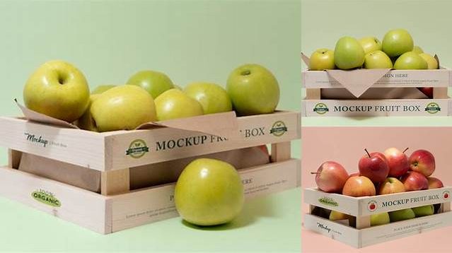 1932+ Wooden Crate With Apples PSD Mockup Photoshop Freebie