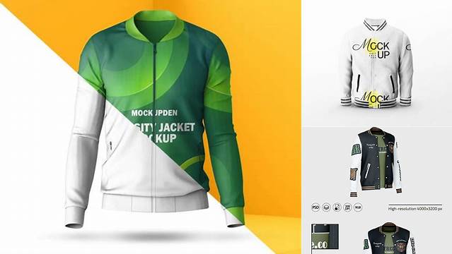 1936+ Varsity Jacket Mockup Template Layered PSD File Free Download