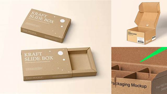 1937+ Four Kraft Boxes PSD Mockup Smart Layer Mockup Free