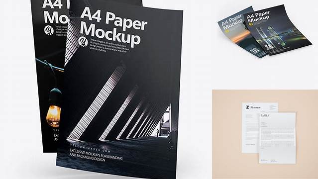 1937+ Two A4 Papers PSD Mockup Creative Layered Design File