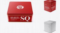 1943+ Matte Metllic Square Tin Box PSD Mockup High-Angle Shot High-End PSD Download