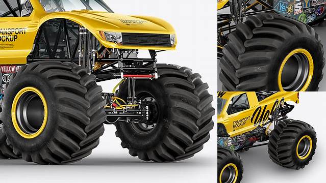 1944+ Monster Truck PSD Mockup Half Side View Elegant Photoshop Mockup