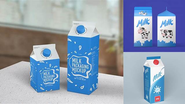 1947+ 1L Milk Carton Box PSD Mockup Professional PSD Mockup