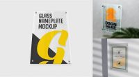 1947+ Vertical Glass Nameplate PSD Mockup Front View Free PSD for Creatives