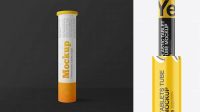 1949+ Glossy Plastic Effervescent Tablets Tube PSD Mockup Eye-Level Shot Fully Editable PSD Template