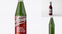 1952+ 330ml Glass Bottle With Green Pepper Sauce PSD Mockup Best Free Mockup PSD