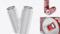 1953+ Two 250ml Metallic Aluminium Cans with Matte Finish PSD Mockup Modern PSD Templates