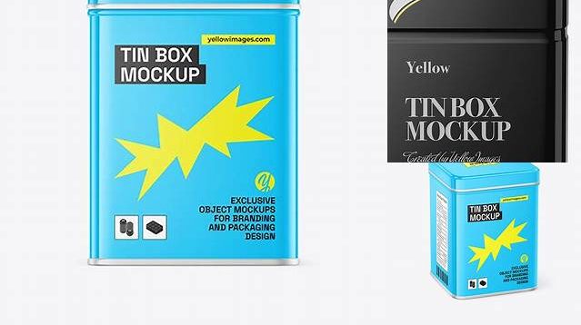 1954+ Glossy Tin Box PSD Mockup Front View Advanced Editable Template Free