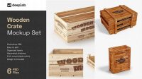 1956+ Empty Wooden Crate PSD Mockup Front View High-Angle Shot Editable Photoshop Free Mockup