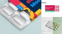 1960+ Chewing Gum Blister Package PSD Mockup Top View Download Free Premium Design PSD