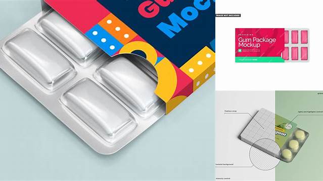 1960+ Chewing Gum Blister Package PSD Mockup Top View Download Free Premium Design PSD