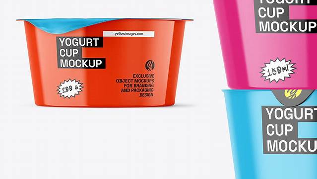 1962+ Glossy Yogurt Cup PSD Mockup Top View Custom Graphic Resource Free Download