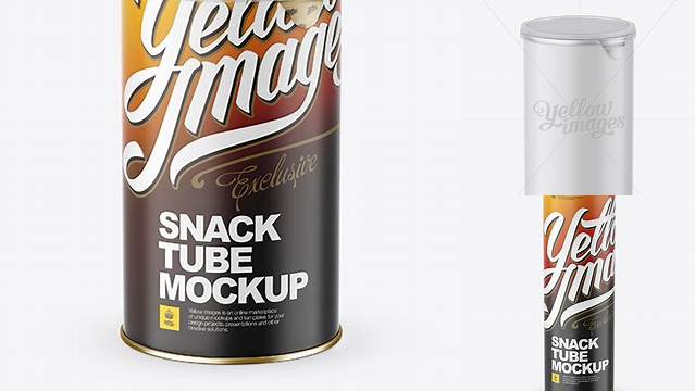 1963+ Medium Matte Snack Tube PSD Mockup High-Angle Shot Download Customizable PSD