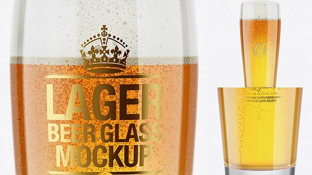 1963+ Willi Becher Glass With Lager Beer PSD Mockup Free PSD