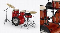 1964+ Drum Kit PSD Mockup Half Side View High-Angle Shot Smart Object Free Photoshop File