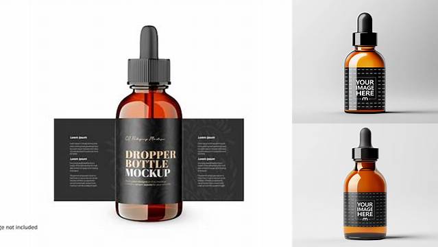 1967+ Amber Glass Cosmetic Bottle with Dropper PSD Mockup Creative PSD Resources