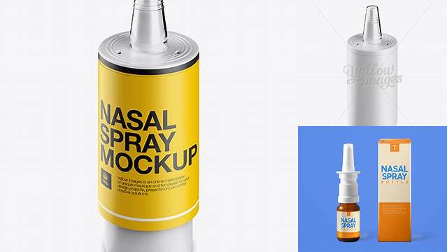 1968+ Nasal Spray Bottle with Button High Angle PSD Mockup Download Free Premium Design PSD