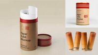 1970+ Matte Paper Tube PSD Mockup High-Angle View Download Professional PSD