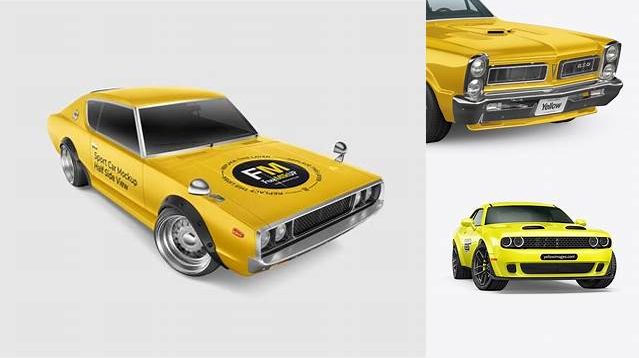 1972+ Muscle Car PSD Mockup Half Side View Free PSD Mockup Resource