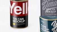 1973+ Glossy Tin Can PSD Mockup High-Angle Shot Elegant PSD Mockup