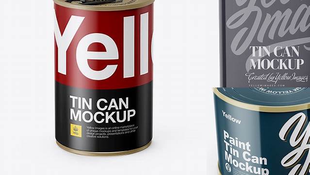 1973+ Glossy Tin Can PSD Mockup High-Angle Shot Elegant PSD Mockup