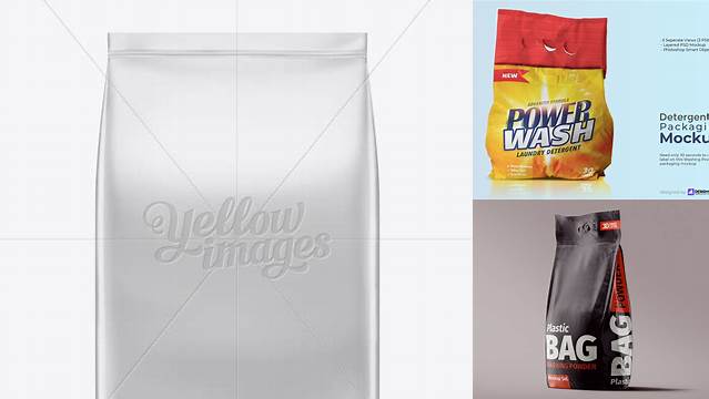 1974+ 6kg Washing Powder Bag PSD Mockup Elegant Free Graphic Resource