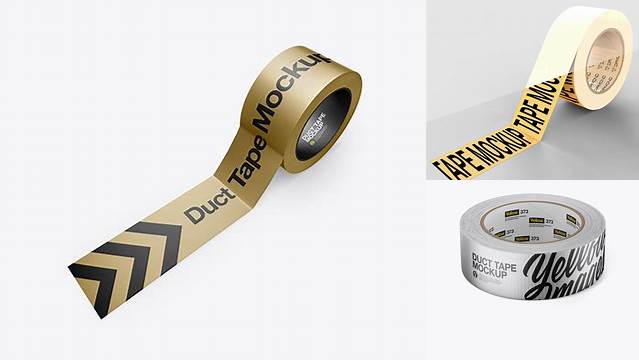 1974+ Metallic Duct Tape PSD Mockup High-Angle Shot Advanced Editable PSD