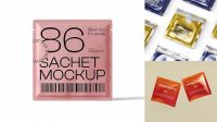 1975+ Box with 18 Sachets PSD Mockup Elegant and Stylish Mockup