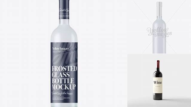 1978+ Frosted Glass Bordeaux Style Bottle PSD Mockup Download Free Editable PSD Template