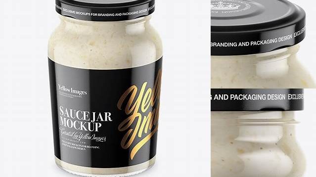 1979+ Clear Glass Jar with Horseradish PSD Mockup Creative Layered Mockup Freebie