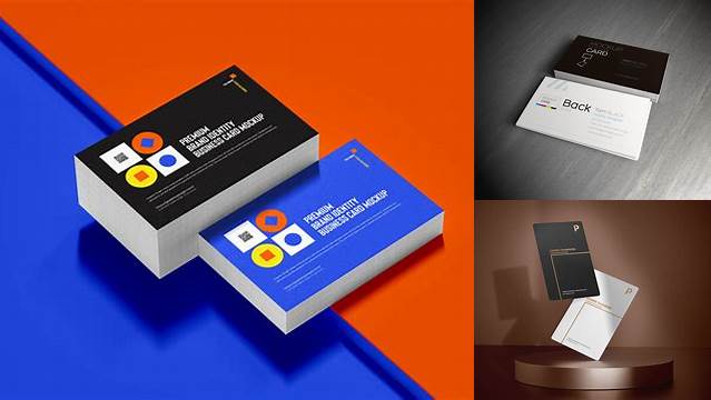 1980+ Two Business Cards PSD Mockup Half Side View Download Professional PSD