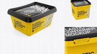 1982+ Glossy Butter Tub PSD Mockup Halfside View High-Angle Shot Creative Free Photoshop Template