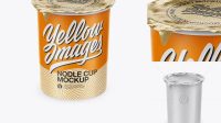 1982+ Matte Noodle Cup With Foil Lid PSD Mockup High-Angle Shot Exclusive and Stylish Design PSD