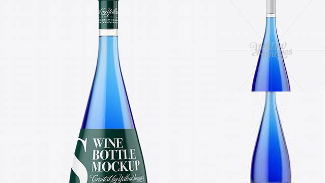 1983+ Clear Glass Bottle With Blue Liqour PSD Mockup Modern PSD Templates