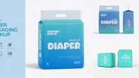 1986+ Diaper Packaging Mockup Easy-to-Use PSD Template