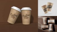 1987+ Two Kraft Coffee Cups PSD Mockup Free Creative Design