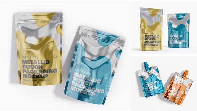 1987+ Two Metallic Pouches PSD Mockup Premium Free Mockup PSD