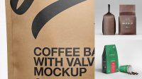 199+ Paper Coffee Bag with Valve PSD Mockup Front View Exclusive Free Photoshop Mockup