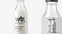 1991+ 180ml Clear Glass Milk Bottle PSD Mockup Creative Design PSD Free Download