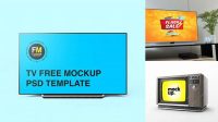 1991+ TV PSD Mockup Half Side View For Free Download