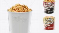 1992+ Large Glossy Caramel Popcorn Bucket PSD Mockup High-Angle Shot Easy-to-Use PSD Template