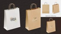 1992+ Matte Paper Bag with Label PSD Mockup Front View Customizable Layered Design PSD