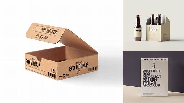 1993+ Pack With 4 Carton Packages PSD Mockup Elegant Free Graphic Resource