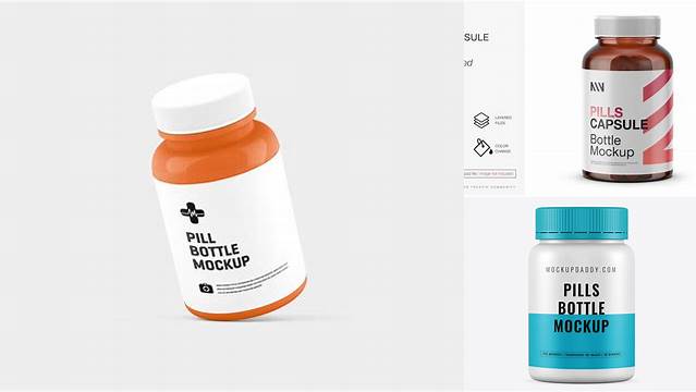 1994+ Matte Pills Bottle PSD Mockup Elegant Free Template