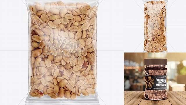 2002+ Clear Plastic Pack with Peanuts PSD Mockup Creative High-Resolution PSD Freebie