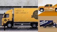 2003+ Box Truck PSD Mockup Left Side View Free Mockup Templates