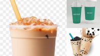 2004+ Mockup Milk Tea Smart PNG Image