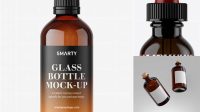 2007+ Dark Amber Glass E-Liquid Bottle PSD Mockup Download Free Premium Design PSD