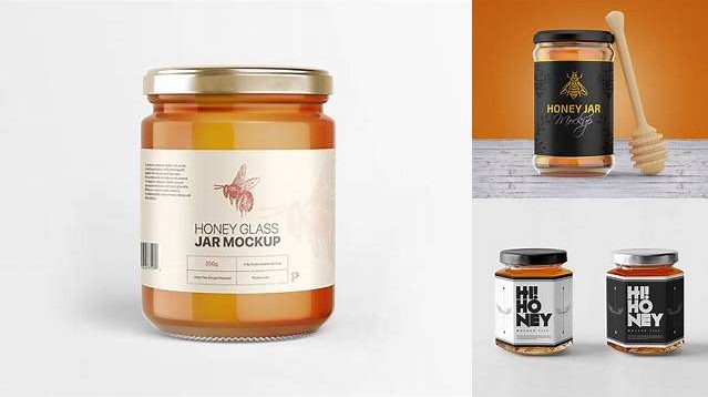 2009+ Glass Jar with Clear Honey PSD Mockup Download Professional PSD